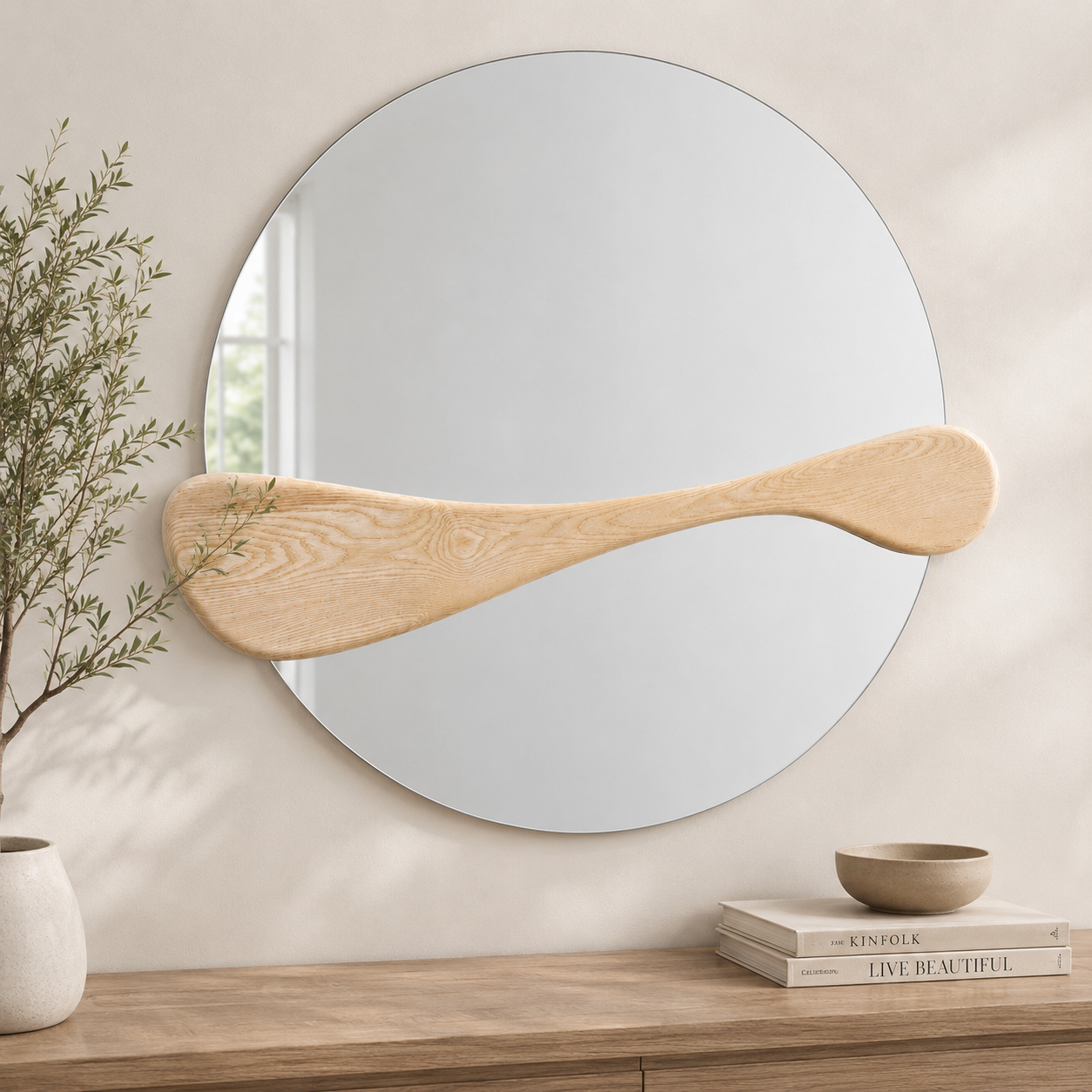Round Ash Mirror