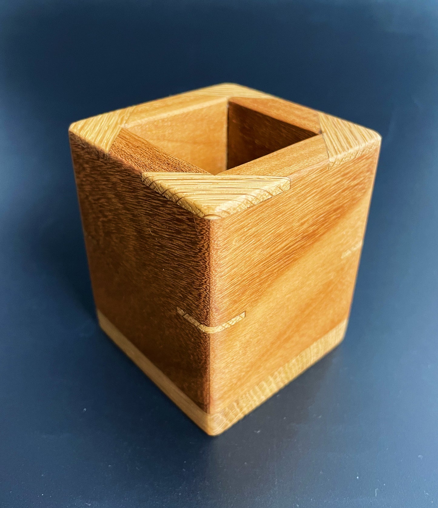 Afromosia & Oak Pot for Pens or Brushes
