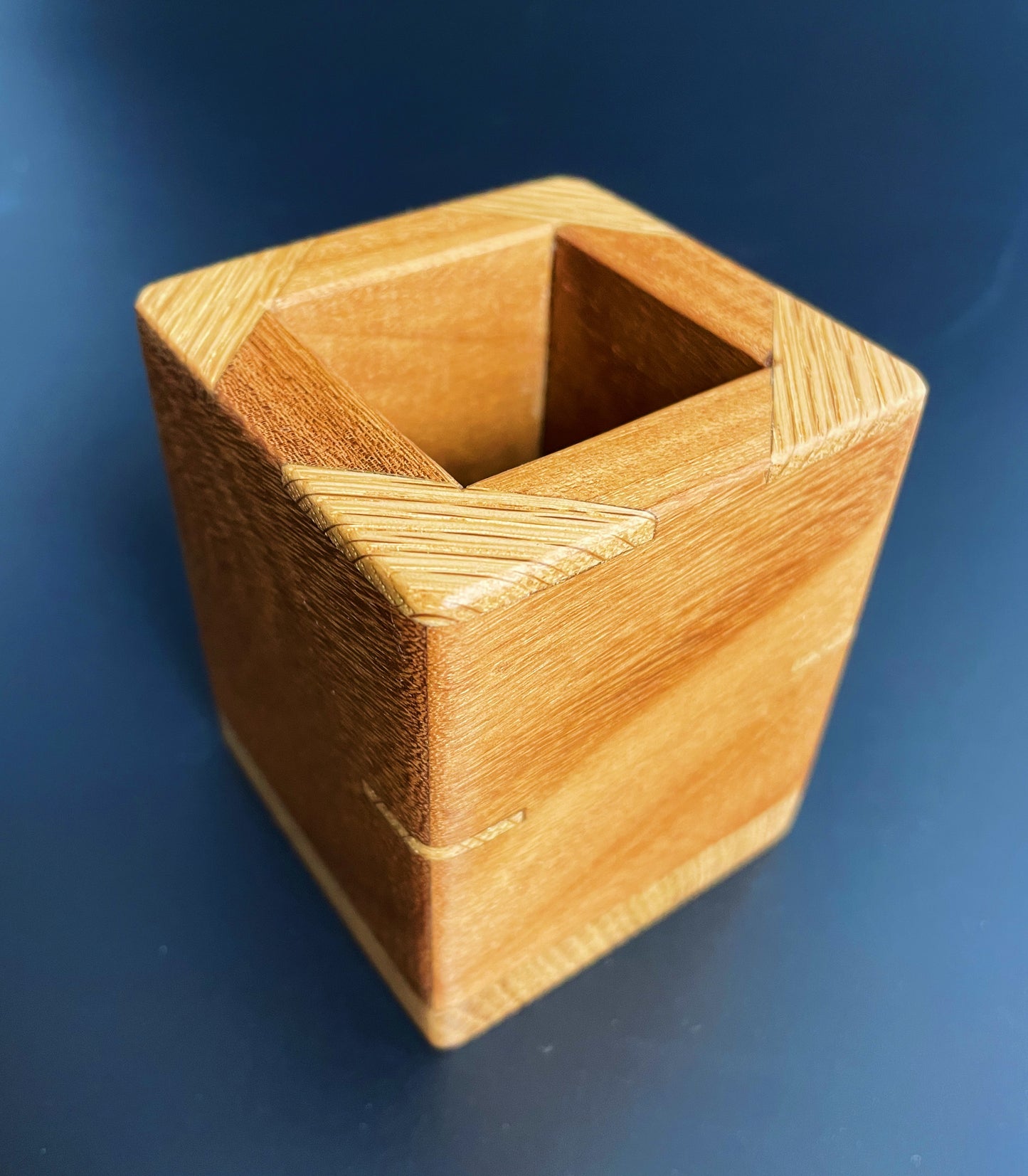 Afromosia & Oak Pot for Pens or Brushes